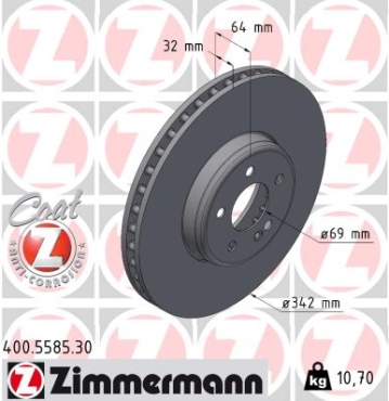 Zimmermann Brake Disc for MERCEDES-BENZ E-KLASSE (W214) front