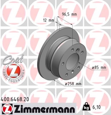 Zimmermann Bremsscheibe für MERCEDES-BENZ SPRINTER 2-t Pritsche/Fahrgestell (901, 902) hinten