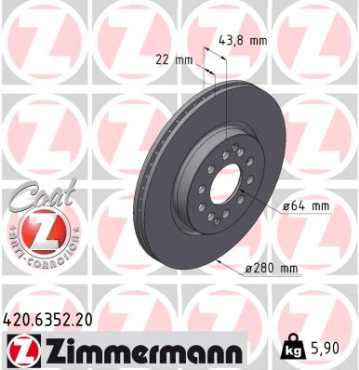 Zimmermann Brake Disc for MG ZS SUV (AZS1) front