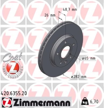 Zimmermann Bremsscheibe für MAXUS eDELIVER 3 Kasten vorne