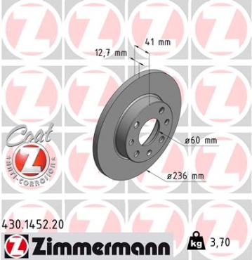 Zimmermann Brake Disc for OPEL KADETT E (T85) front