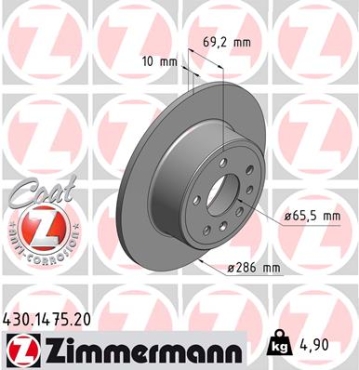 Zimmermann Brake Disc for OPEL VECTRA B (J96) rear