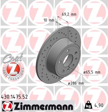 Zimmermann Sport Brake Disc for OPEL VECTRA B (J96) rear