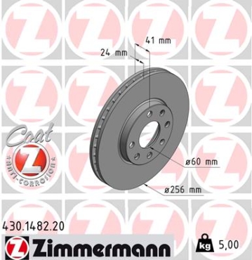 Zimmermann Brake Disc for OPEL ASTRA G Kasten (F70) front