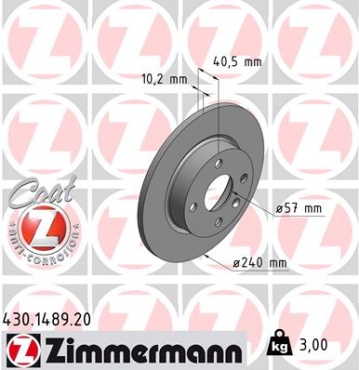 Zimmermann Brake Disc for OPEL CORSA C (X01) rear