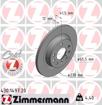Zimmermann Brake Disc for SAAB 9-3 Kombi (YS3F) rear