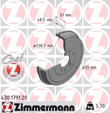 Zimmermann Bremstrommel für OPEL COMBO Combi / Tour (X12) hinten