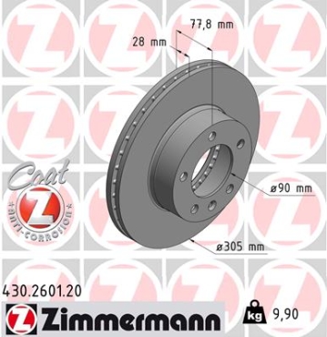 Zimmermann Brake Disc for RENAULT MASTER II Bus (JD) front
