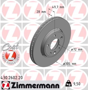 Zimmermann Brake Disc for RENAULT TRAFIC II Kasten (FL) front