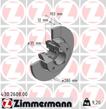 Zimmermann Bremsscheibe für RENAULT TRAFIC II Pritsche/Fahrgestell (EL) hinten