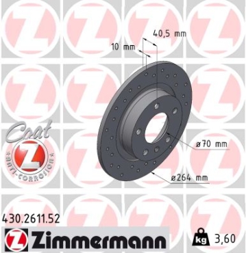 Zimmermann Sportbremsscheibe Sport Z für OPEL CORSA E (X15) hinten