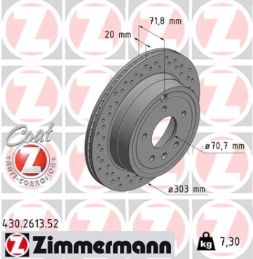 Zimmermann Sportbremsscheibe Sport Z für CHEVROLET CAPTIVA (C100, C140) hinten