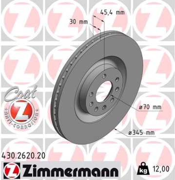 Zimmermann Brake Disc for OPEL VECTRA C CC (Z02) front
