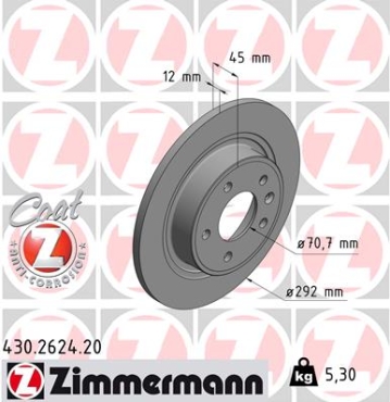 Zimmermann Brake Disc for OPEL ZAFIRA TOURER C (P12) rear