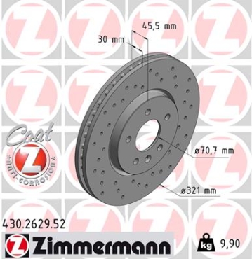 Zimmermann Sport Brake Disc for OPEL ASTRA J Stufenheck front