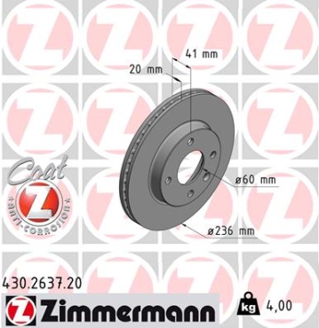 Zimmermann Brake Disc for OPEL KARL (C16) front