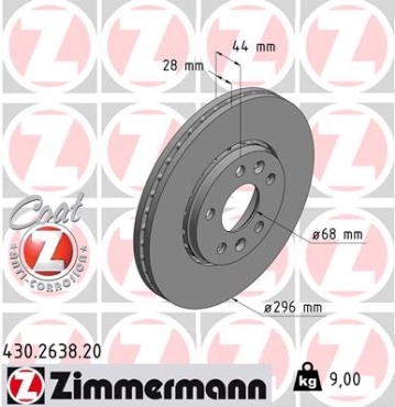 Zimmermann Brake Disc for FIAT TALENTO Pritsche/Fahrgestell (296_) front