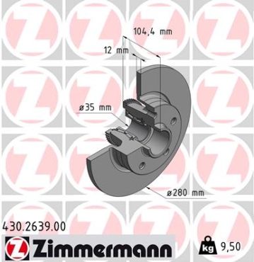 Zimmermann Brake Disc for FIAT TALENTO Pritsche/Fahrgestell (296_) rear