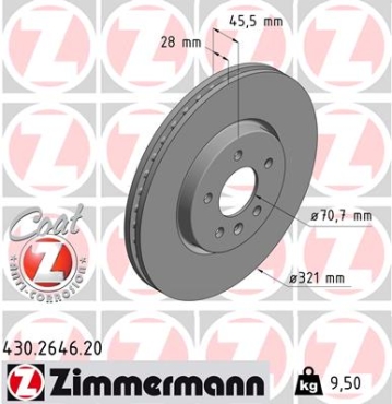 Zimmermann Brake Disc for OPEL INSIGNIA B Sports Tourer (Z18) front