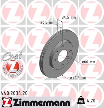 Zimmermann Brake Disc for PEUGEOT 206 Schrägheck (2A/C) front