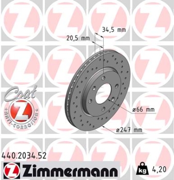 Zimmermann Sport Brake Disc for PEUGEOT 306 Schrägheck (7A, 7C, N3, N5) front