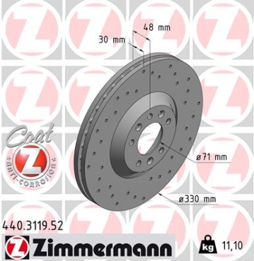 Zimmermann Sport Brake Disc for PEUGEOT 407 Coupe (6C_) front