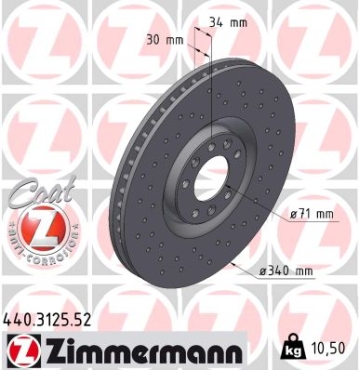 Zimmermann Sport Brake Disc for PEUGEOT RCZ front