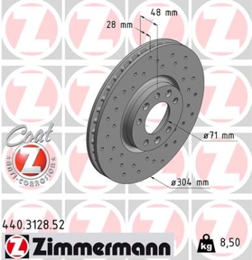Zimmermann Sport Brake Disc for PEUGEOT 308 SW II (LC_, LJ_, LR_, LX_, L4_) front