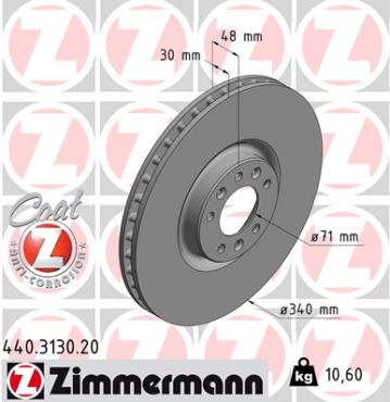 Zimmermann Bremsscheibe für PEUGEOT 407 Coupe (6C_) vorne