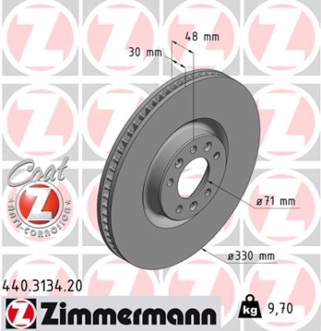Zimmermann Brake Disc for PEUGEOT 308 II front