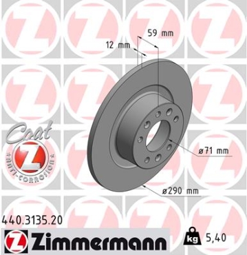 Zimmermann Brake Disc for PEUGEOT 508 I (8D_) rear