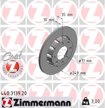 Zimmermann Brake Disc for CITROËN C4 III (BA_, BB_, BC_) rear