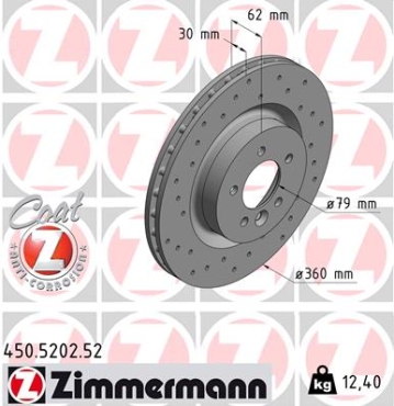 Zimmermann Sport Brake Disc for LAND ROVER RANGE ROVER SPORT (L320) front