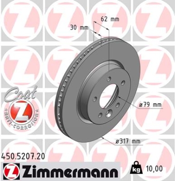 Zimmermann Brake Disc for LAND ROVER RANGE ROVER SPORT (L320) front