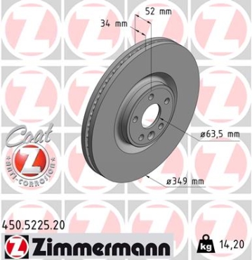 Zimmermann Bremsscheibe für JAGUAR E-PACE (X540) vorne