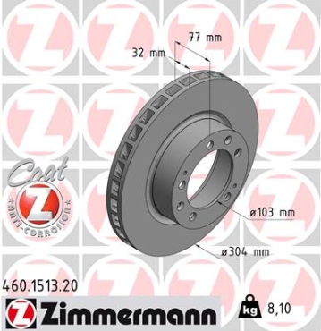 Zimmermann Brake Disc for AUDI 80 Avant (8C5, B4) front left