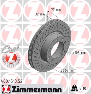 Zimmermann Sport Brake Disc for AUDI 80 Avant (8C5, B4) front left