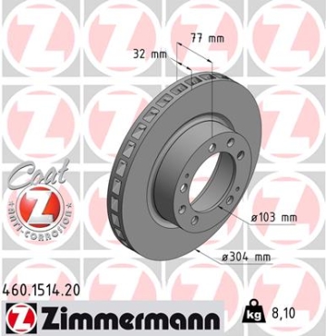 Zimmermann Brake Disc for AUDI 80 Avant (8C5, B4) front right
