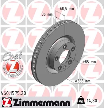 Zimmermann Bremsscheibe für VW TOUAREG (7LA, 7L6, 7L7) vorne