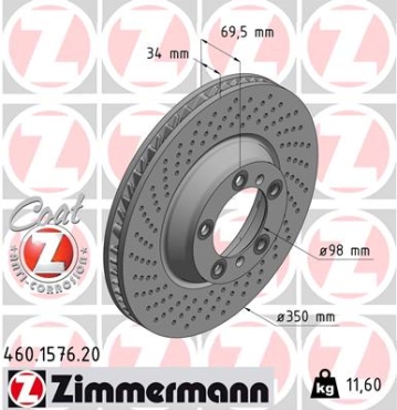 Zimmermann Brake Disc for PORSCHE 911 (997) front left