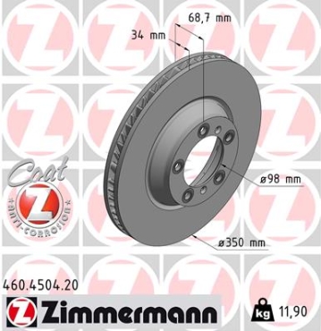 Zimmermann Brake Disc for PORSCHE PANAMERA (971) front left