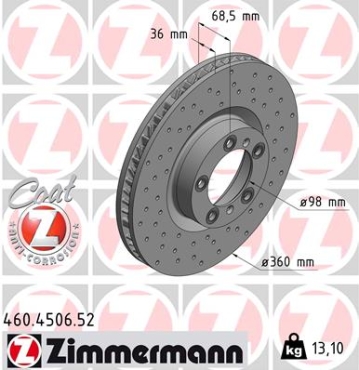 Zimmermann Sport Brake Disc for PORSCHE PANAMERA (971) front left