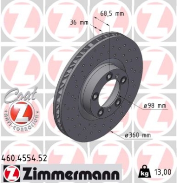 Zimmermann Sport Brake Disc for PORSCHE CAYENNE Coupe (9YB) front right
