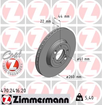 Zimmermann Bremsscheibe für RENAULT CLIO III (BR0/1, CR0/1) vorne