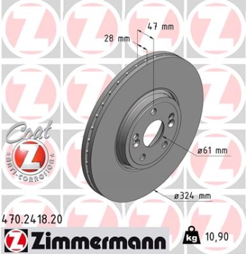 Zimmermann Brake Disc for RENAULT VEL SATIS (BJ0_) front