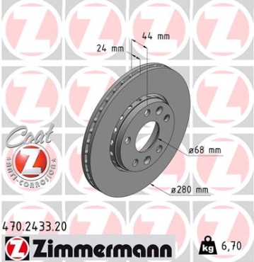 Zimmermann Brake Disc for RENAULT MEGANE III Schrägheck (BZ0/1_) front