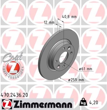 Zimmermann Brake Disc for RENAULT TWINGO II (CN0_) front