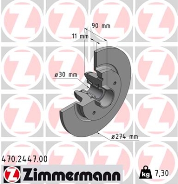 Zimmermann Brake Disc for RENAULT KANGOO / GRAND KANGOO (KW0/1_) rear