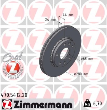Zimmermann Brake Disc for RENAULT ARKANA I (LCM_, LDN_) front