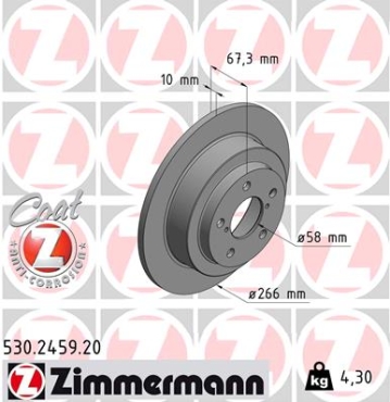 Zimmermann Brake Disc for SUBARU IMPREZA Station Wagon (GF) rear